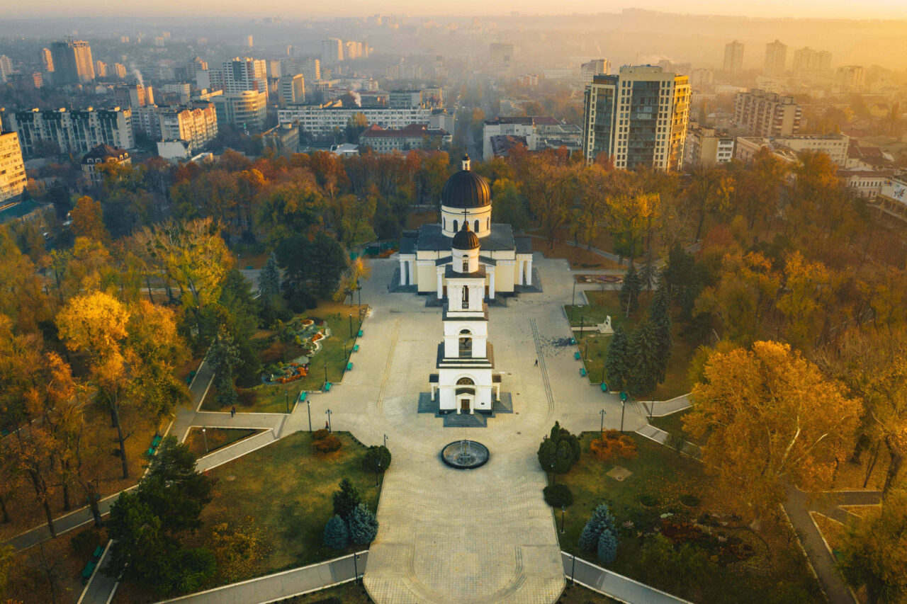 Chisinau at sunset, seen from above